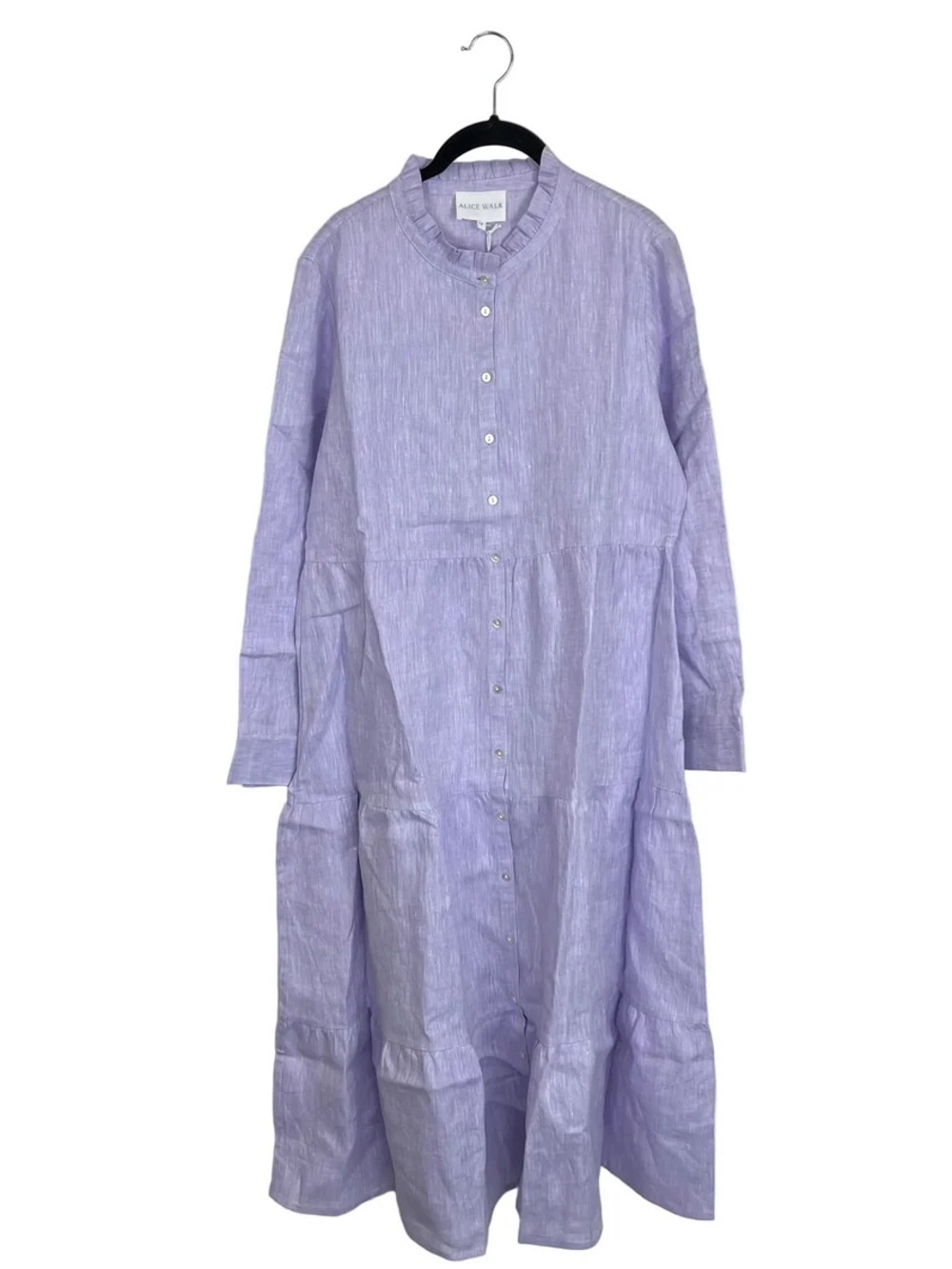 Alice Walk Lavender Button-Front Tiered Linen Dress Small NWT $296